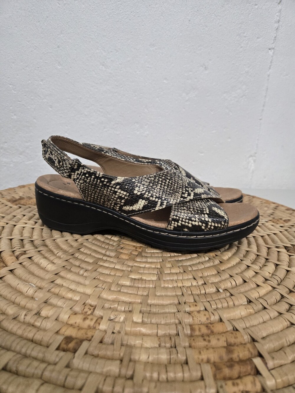 Clarks Snakeskin Print Sandals